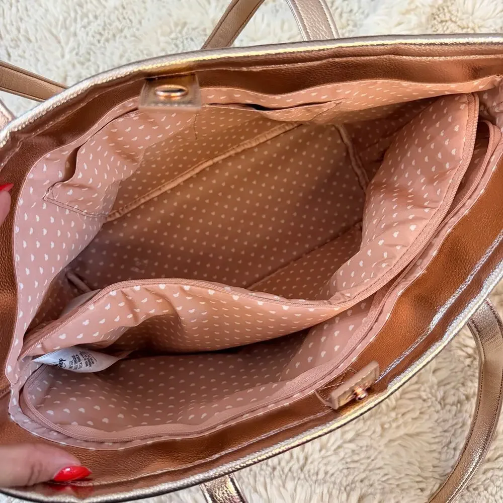 Disney Rose Gold Metallic Minnie Mouse Tote Bag One Size - Picture 6 of 9